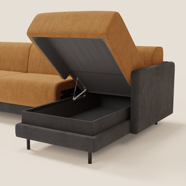 Narciso divano letto angolare con materasso alto 18 cm e penisola cont
