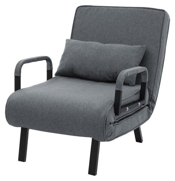 Poltrona reclinabile con funzione letto, poltrona 3-in-1 con funzione letto, poltrona trasformabile in letto, poltrona pieghevole, divano letto pieghevole, tessuto chenille, colore antracite