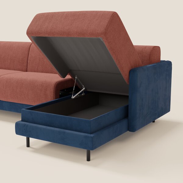 Narciso divano letto angolare con materasso alto 18 cm e penisola cont