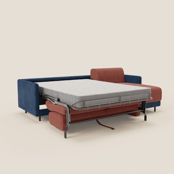Narciso divano letto angolare con materasso alto 18 cm e penisola cont
