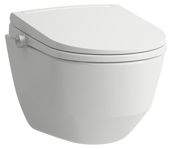 LAUFEN Cleanet Pro Lite : WC douche mural, sans rebord de chasse, chasse d'eau à déversement profond, siège et couvercle à fermeture douce, 370 x 530 x 425 mm, H613890000S002, H613890000S002