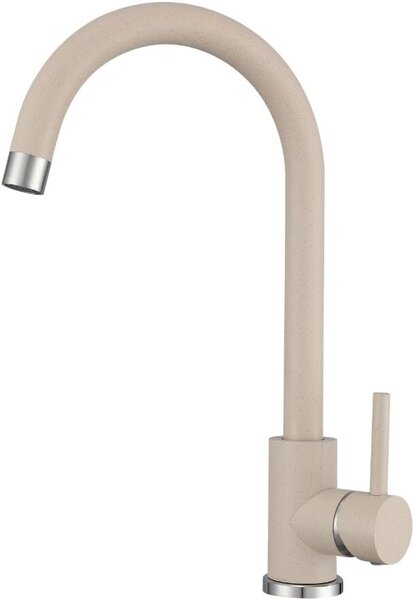 Rubinetto da cucina VBChome beige effetto granito girevole a 360° – Miscelatore monocomando per lavello, rubinetto moderno per lavello