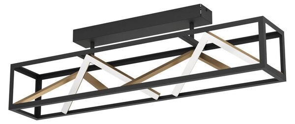 Lampada a soffitto Penela, design, nera con dettagli dorati