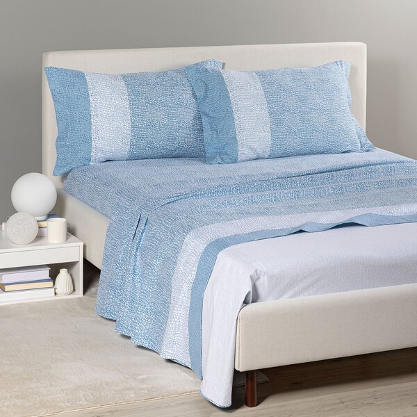 Completo Lenzuola SINGOLO Nives Flanella AZZURRO Flanella Caleffi
