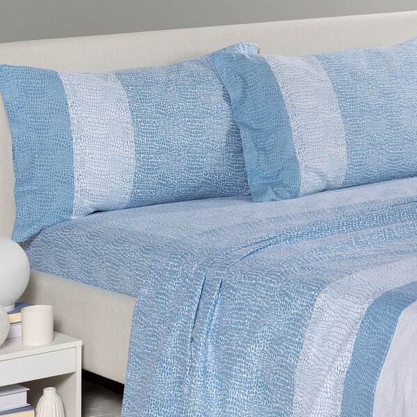 Completo Lenzuola SINGOLO Nives Flanella AZZURRO Flanella Caleffi