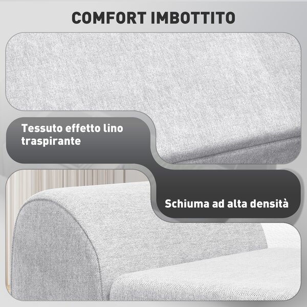 HOMCOM Panca Contenitore Fondo Letto con Braccioli in Tessuto, Gambe in Legno e Vano da 53.8L, 132x42x50 cm, Grigio | Aosom Italy