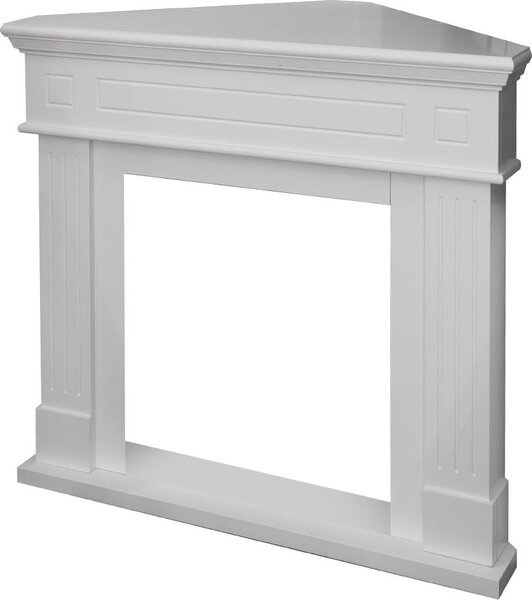 Ford - Cornice per Camino Angolare 110x102x63 cm Rivestimento Decorativo in Legno MDF Bianco