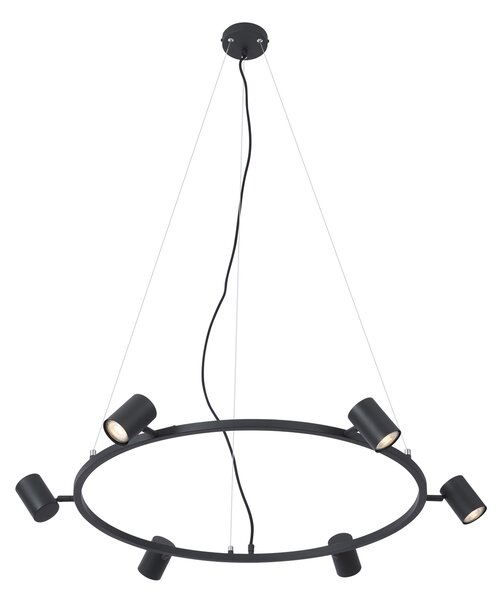 Lampada a sospensione moderna nera a 6 luci - Jeana Circle
