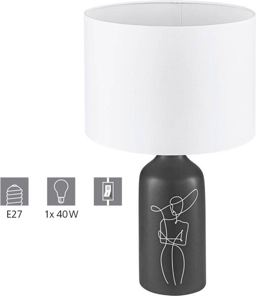 Eglo 43823 VINOZA E27 Lampada da tavolo Ø300mm Nero Bianco