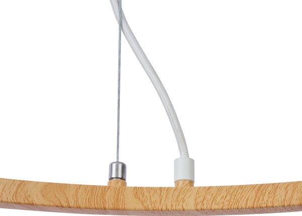 Lampada a sospensione moderna con stampa legno e 6 luci bianche - Jeana Circle