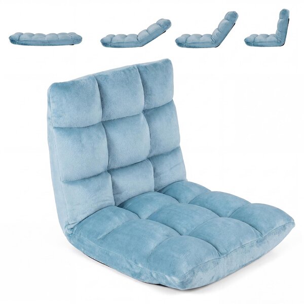 KOMFOTTEU: Sedia a pavimento, poltrona da pavimento con schienale regolabile (verde) | Divano a pavimento pieghevole, poltrona relax imbottita con funzione relax, sedia da meditazione, sedia da pavimento per la casa e il tempo libero