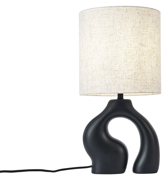 Lampada da tavolo Japandi nera con paralume in lino - Dahlia