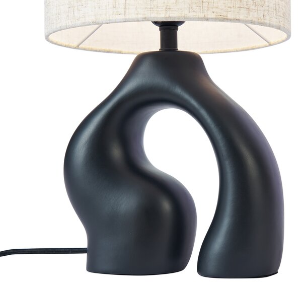 Lampada da tavolo Japandi nera con paralume in lino - Dahlia