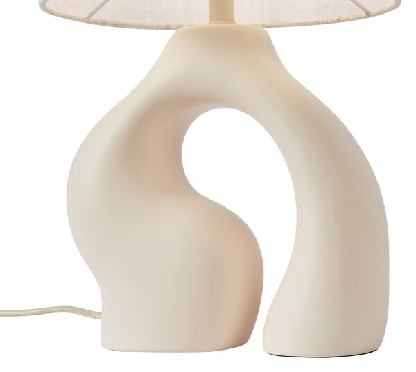 Lampada da tavolo Japandi beige con paralume in lino - Dahlia