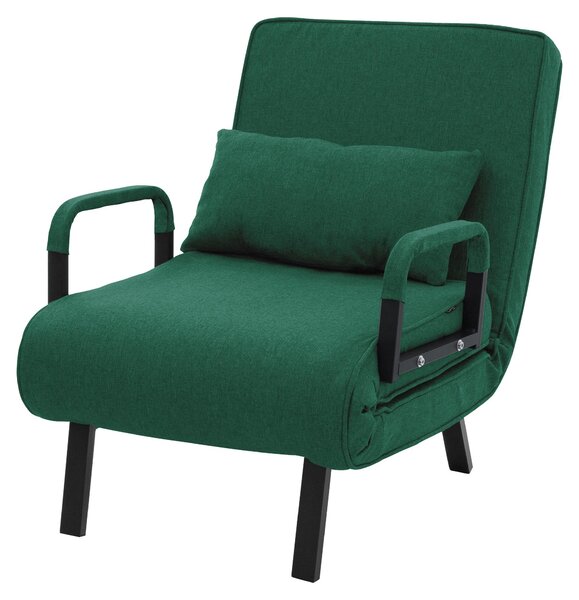 Poltrona reclinabile con funzione letto, poltrona 3-in-1 con funzione letto, poltrona trasformabile in letto, poltrona pieghevole, divano letto pieghevole, tessuto chenille, verde scuro