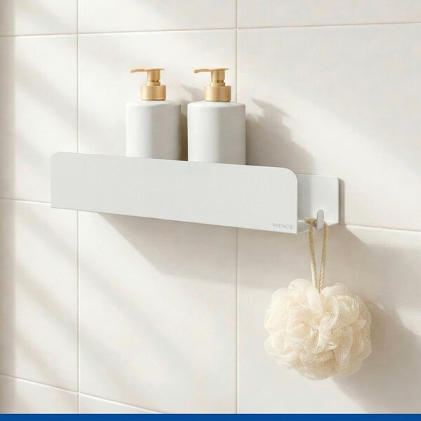 Mensola da bagno senza foratura bianca in acciaio inox con aggancio Turbo-loc Lizan – Wenko