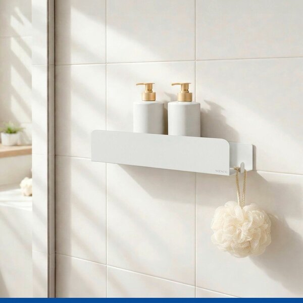 Mensola da bagno senza foratura bianca in acciaio inox con aggancio Turbo-loc Lizan – Wenko