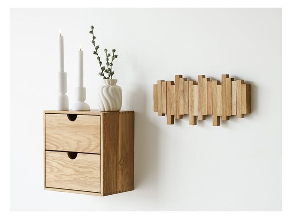 Attaccapanni da parete di colore naturale in rovere massiccio 3 cm Caltra – House Nordic