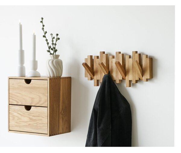 Attaccapanni da parete di colore naturale in rovere massiccio 3 cm Caltra – House Nordic
