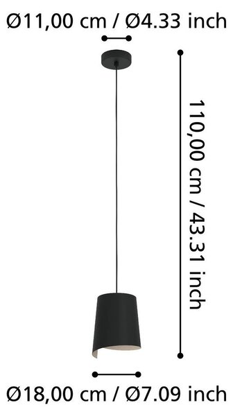 Eglo 900425 BOLIVIA E27 lampada a sospensione Ø180mm colore nero sabbia