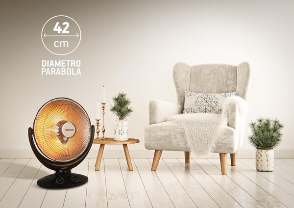 Zephir Stufa elettrica al Carbonio Potenza 900 Watt Oscillante con Timer colore Nero - ZCRB36