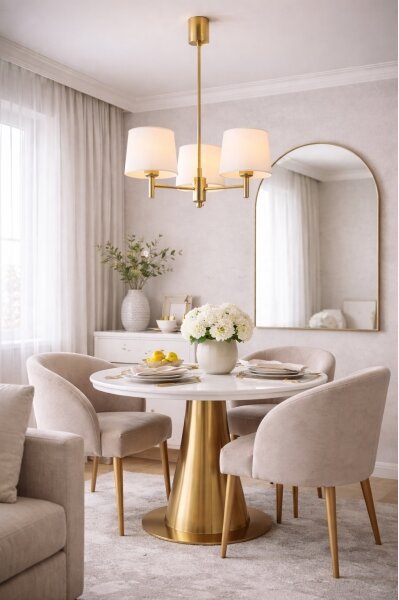 Brilagi - Lampadario su asta MONTE 3xE27/15W/230V crema/oro