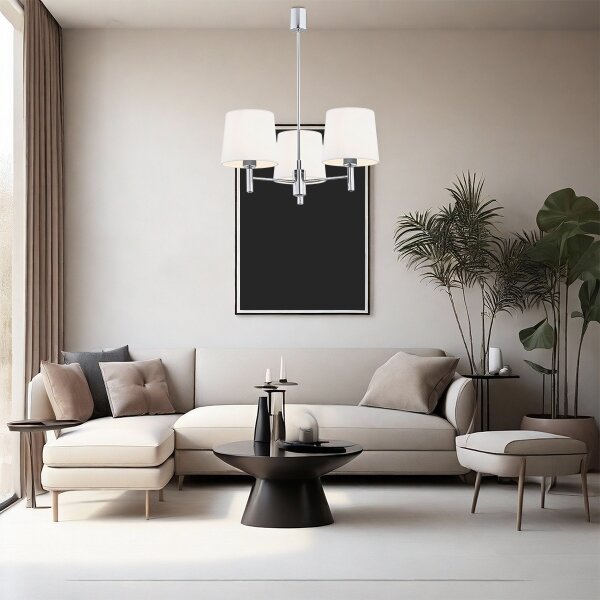 Brilagi - Lampadario a stelo MONTE 3xE27/15W/230V crema/cromo lucido