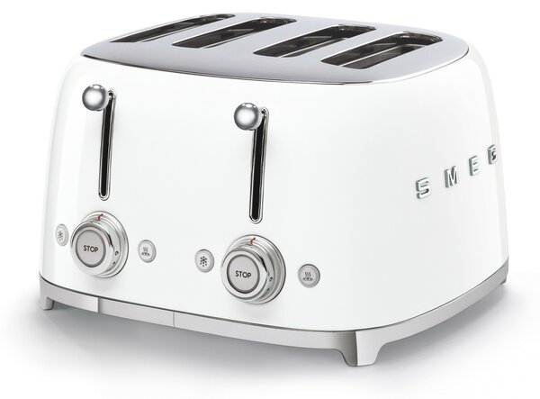 Smeg Tostapane 4 Fette Potenza 2000 Watt con 6 Livelli di Doratura colore Bianco - TSF03WHEU 50's Style
