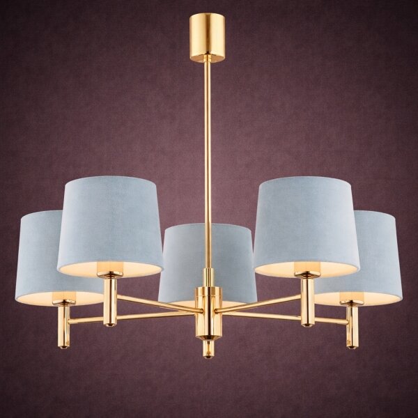 Brilagi - Lampadario su asta MONTE 5xE27/15W/230V blu/oro