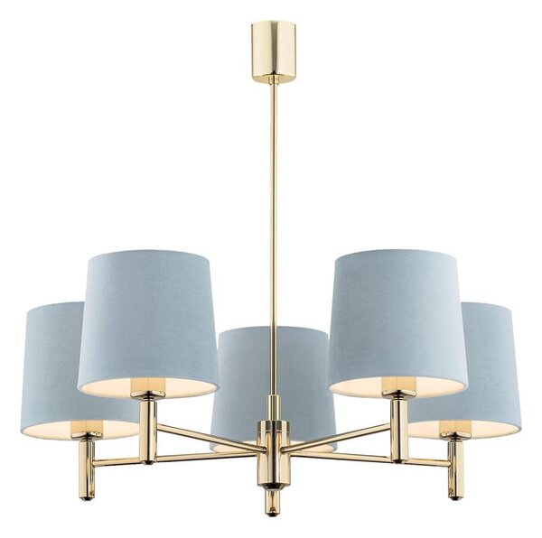 Brilagi - Lampadario su asta MONTE 5xE27/15W/230V blu/oro