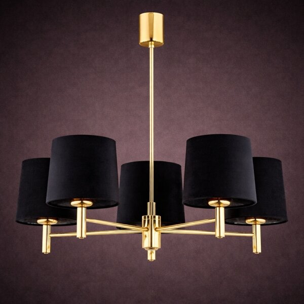 Brilagi - Lampadario a stelo MONTE 5xE27/15W/230V nero/oro