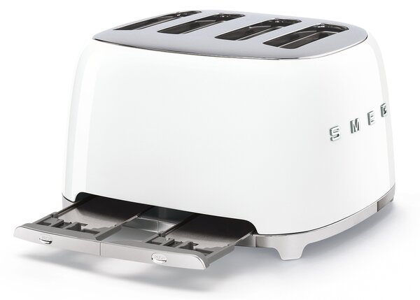 Smeg Tostapane 4 Fette Potenza 2000 Watt con 6 Livelli di Doratura colore Bianco - TSF03WHEU 50's Style