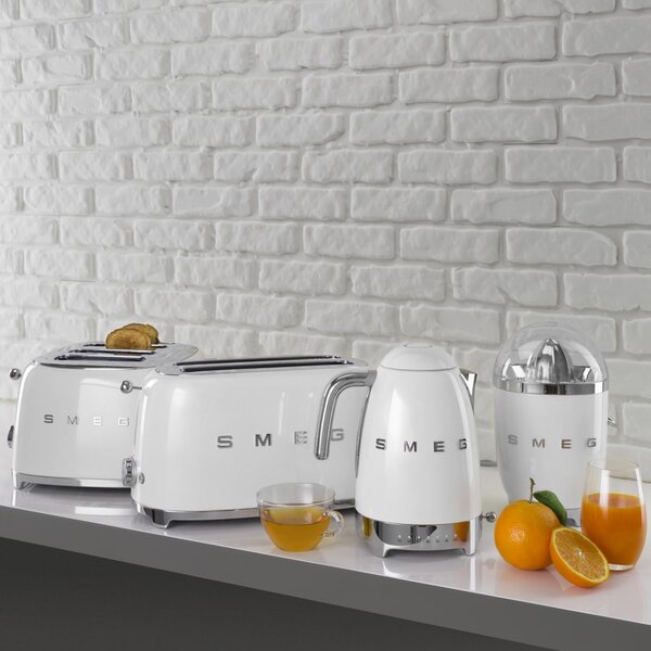 Smeg Tostapane 4 Fette Potenza 2000 Watt con 6 Livelli di Doratura colore Bianco - TSF03WHEU 50's Style