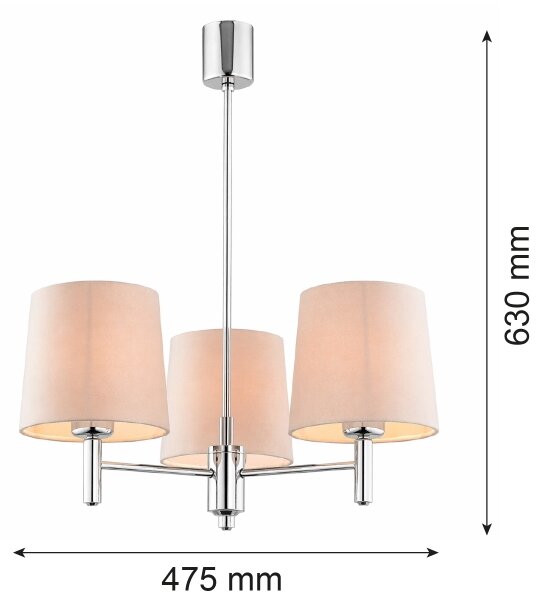Brilagi - Lampadario a stelo MONTE 3xE27/15W/230V beige/cromo lucido