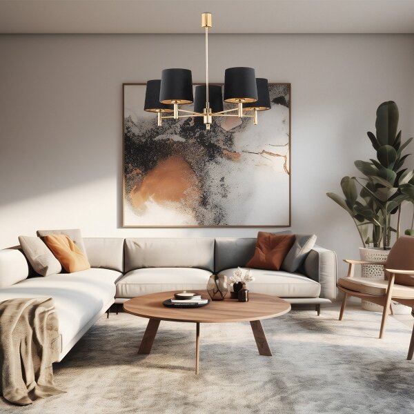 Brilagi - Lampadario a stelo MONTE 5xE27/15W/230V nero/oro