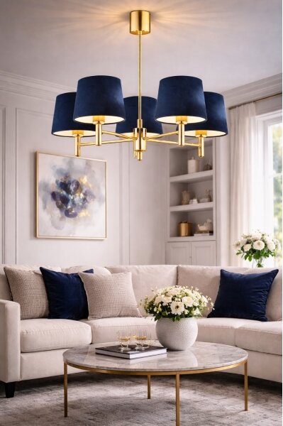 Brilagi - Lampadario a stelo MONTE 5xE27/15W/230V blu/oro