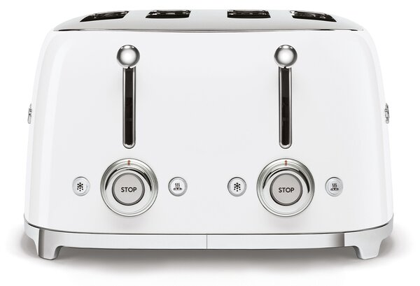 Smeg Tostapane 4 Fette Potenza 2000 Watt con 6 Livelli di Doratura colore Bianco - TSF03WHEU 50's Style