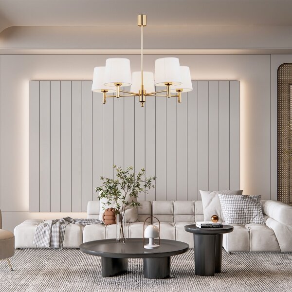 Brilagi - Lampadario a stelo MONTE 5xE27/15W/230V crema/oro