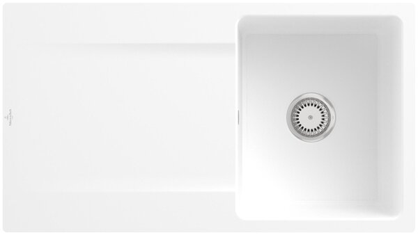 V&B lavello da incasso Siluet 50 Flat con scarico, funzionamento manuale, pietra bianca