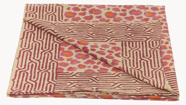 Plaid in cotone fatto a mano con borsa tote Pink Leopard