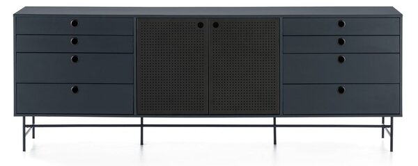 Cassettiera nera e blu, larghezza 212 cm Punto - Teulat