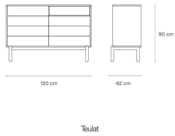 Cassettiera bassa grigio scuro 120x90 cm Corvo - Teulat
