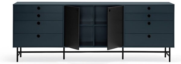 Cassettiera nera e blu, larghezza 212 cm Punto - Teulat