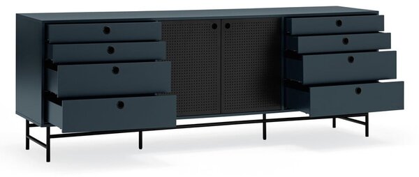 Cassettiera nera e blu, larghezza 212 cm Punto - Teulat