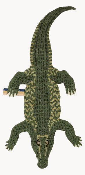 Tappeto in lana a pelo lungo fatto a mano Coolio Crocodile