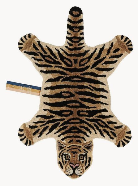 Tappeto in lana a pelo lungo fatto a mano Drowsy Tiger