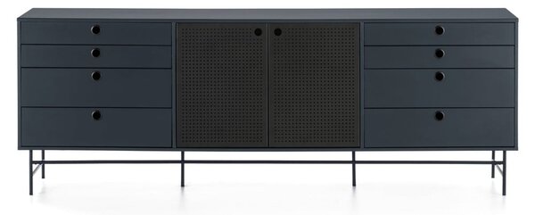 Cassettiera nera e blu, larghezza 212 cm Punto - Teulat
