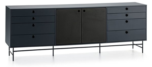 Cassettiera nera e blu, larghezza 212 cm Punto - Teulat