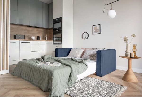 Divano letto blu scuro 168 cm Lucky Lucy - Miuform