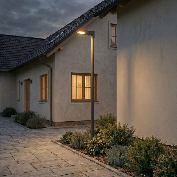 Lampada LED da esterno Arcchio Nefarius, 250 cm, grigio scuro, IP65 Nefarius, Alluminio / Grigio / Zincato, Metallo, Moderno